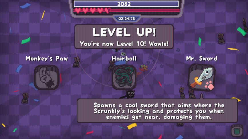 Showcasing another level up in Dustpocalypse, this time selecting a new passive upgrade to use!