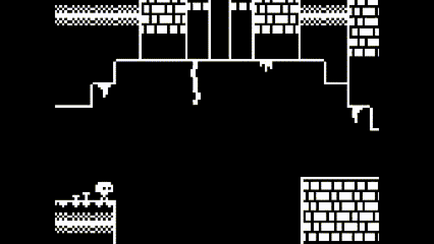 A gif showing the main character falling down a bit at the beginning of the game